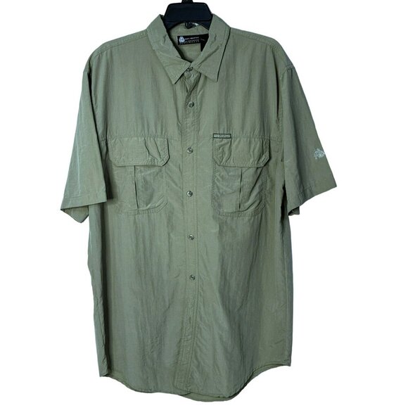 Misty Mountain Technical Performance Activewear Olive Button-Up SS Shirt Sz XL - Picture 1 of 6
